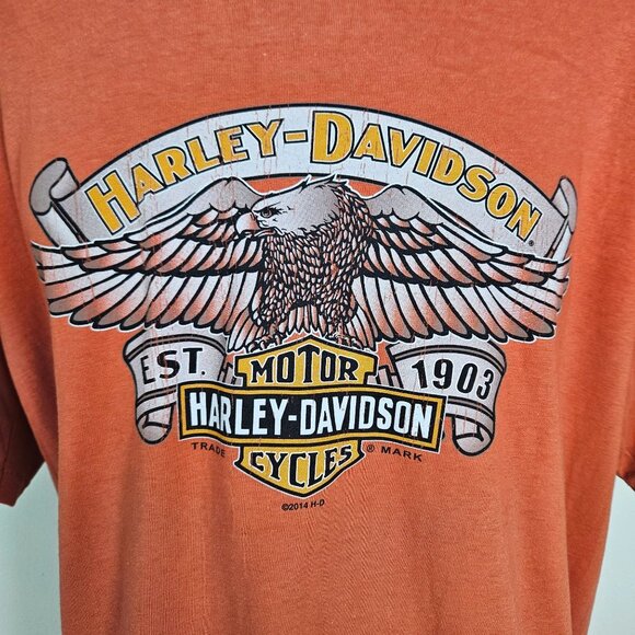 Harley-Davidson Mens Orange Graphic T-Shirt Myrtle Beach South Carolina X-Large - Picture 2 of 8